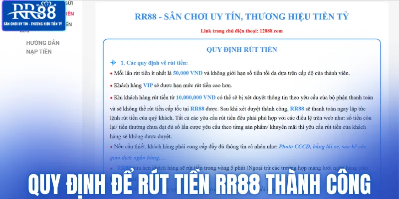 Nắm vững quy định để rút tiền RR88 thành công